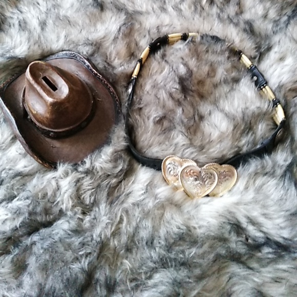 💙Vintage 1980s Triple heart skirt belt - Picture 7 of 7